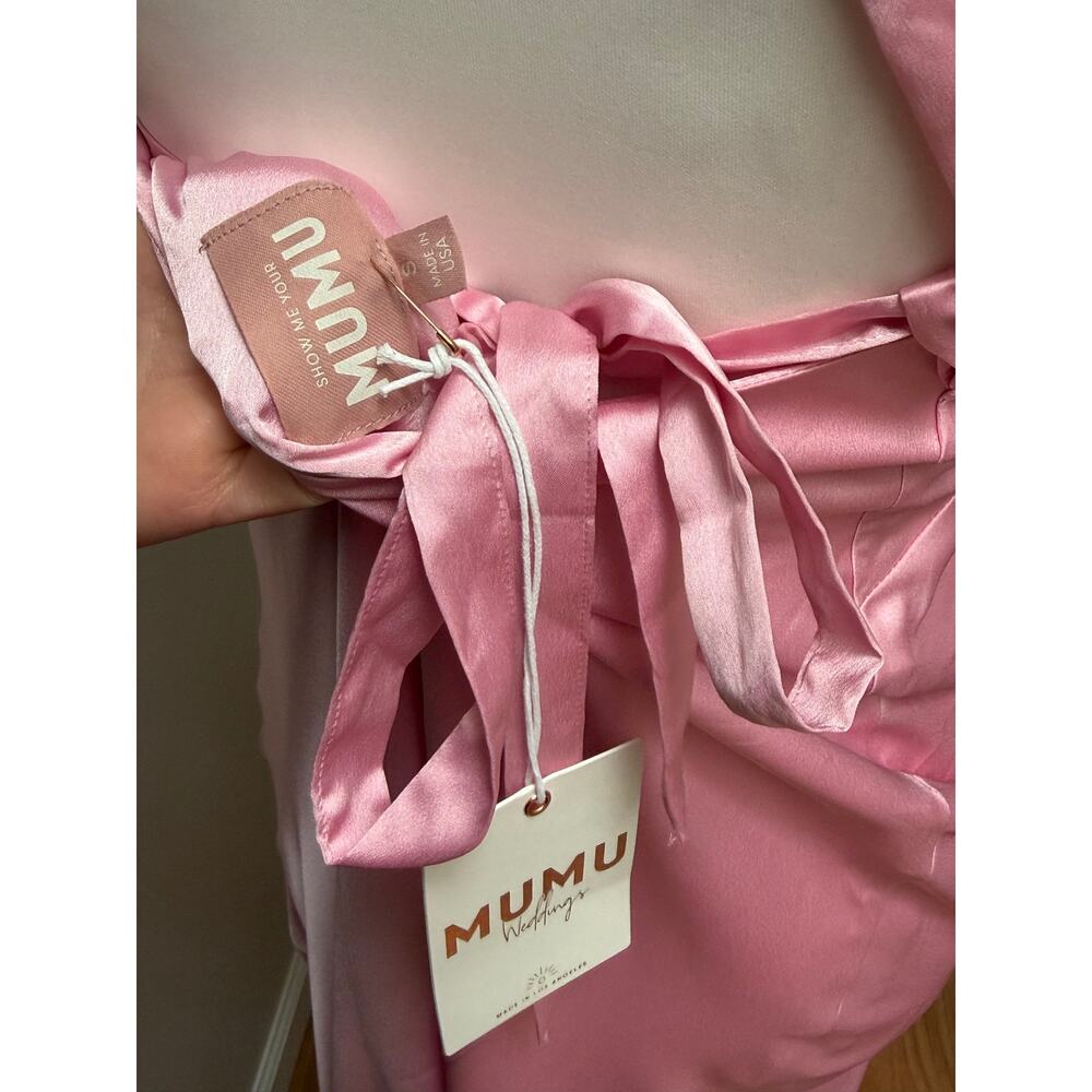 Show Me Your MuMu Anderson Maxi Dress Light Pink Luxe Satin Size Small - Picture 10 of 10